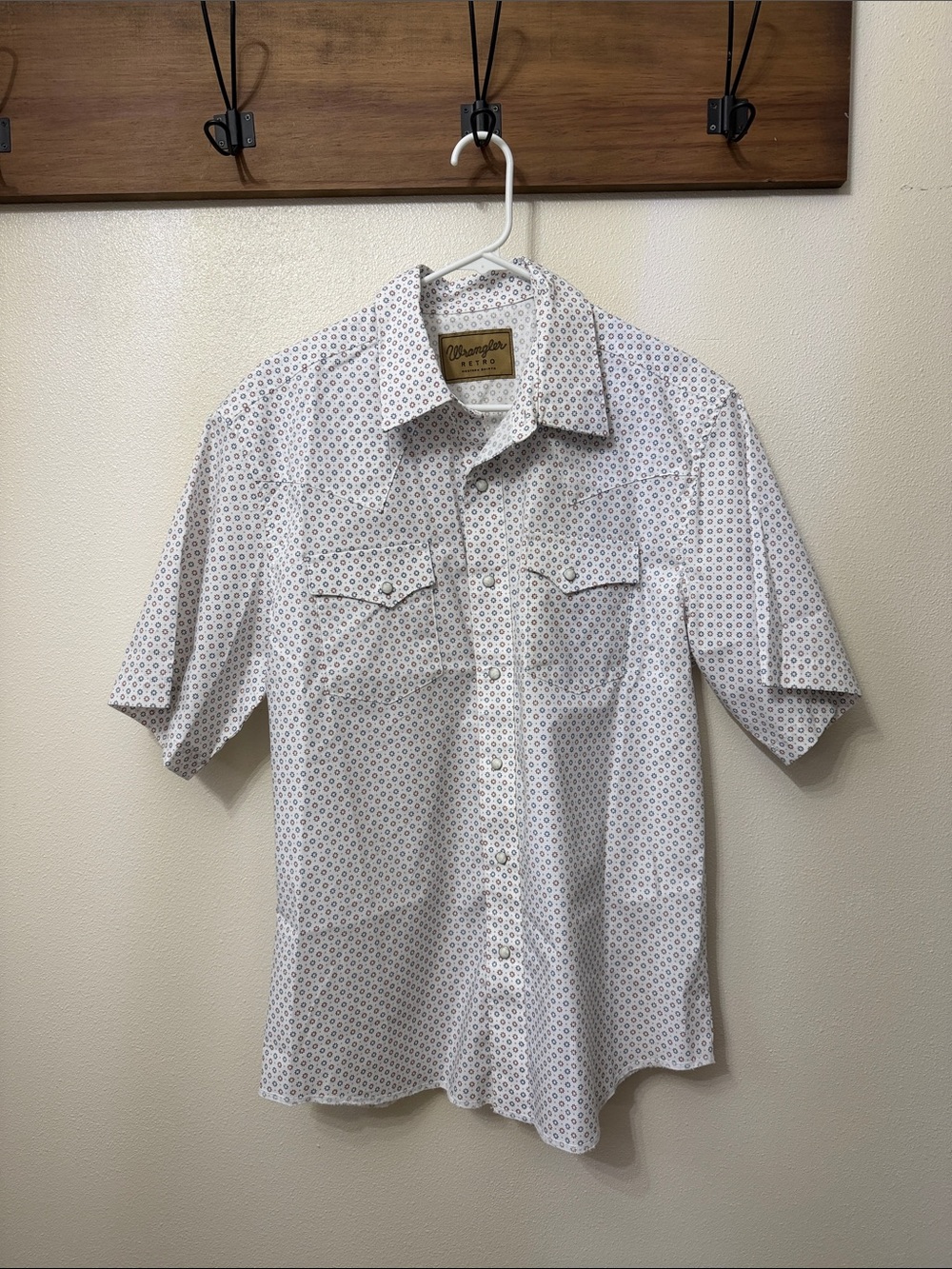 Wrangler Retro New Without Tag White Short-Sleeve Printed Western Shirt